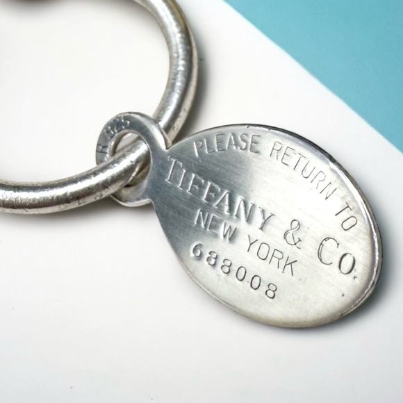 Tiffany & Co. Vintage 925 Sterling Silver Return To Tiffany Oval Tag Keyring - Picture 3 of 6